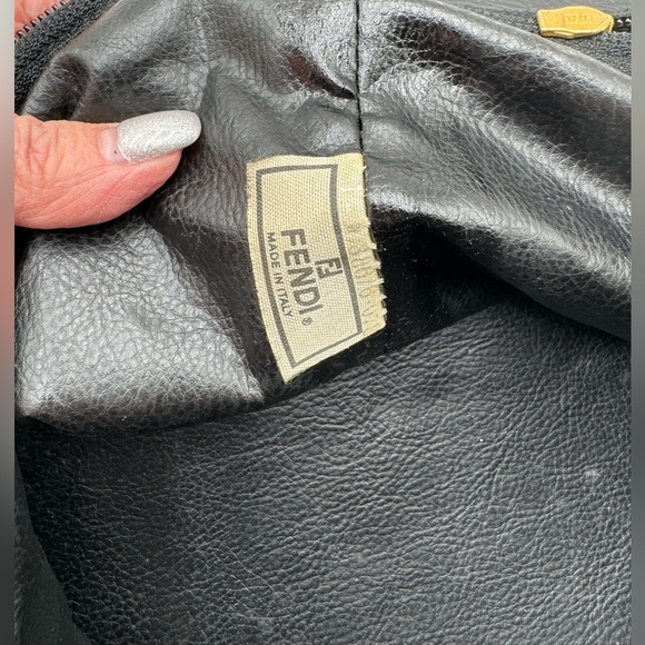 Fendi-Authentic-Pequin Vanity Case PVC leather Brown Black - Picture 7 of 9